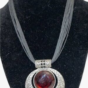 Lia Sophia costume jewelry Silver and Amber necklace